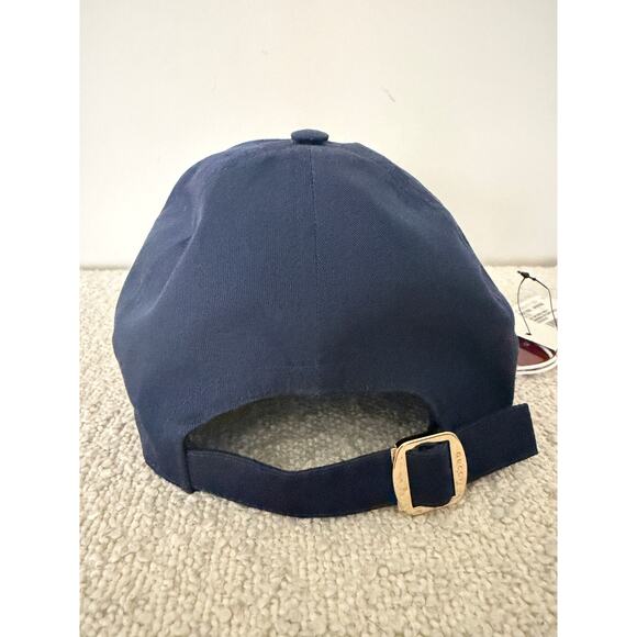 Gucci Navy Logo Embroidered Cotton Baseball Cap Size S Adjustable Strap NWT main image 2